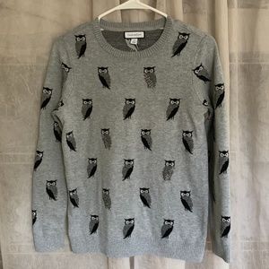 Charter Club Owl Sweater with Rhinestones Small